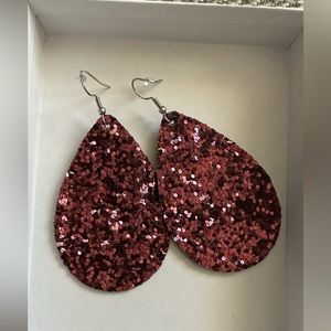 Rhonda Madrid cranberry sparkle earings, light weight, hypo allergenic